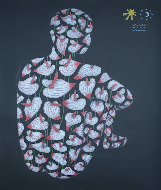 Bild: Sabian Baumann, Anthurium, 2023, Farbstift auf Papier, 130 x 110 cm - Courtesy Sabian Baumann, © Sabian Baumann